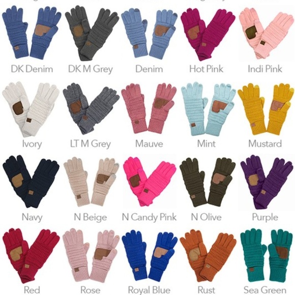 CC Knitted Touch Screen Compatible Gloves Ivory - Picture 2 of 2